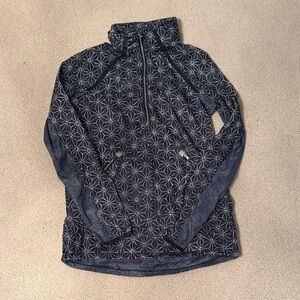 Navy Geometric Pattern Pullover Windbreaker